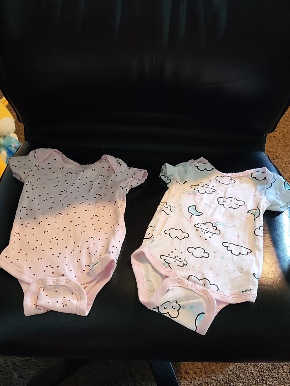 Gerber Pink Cloud & Heart Baby One-Piece Bodysuits - Pack of 2 3-6 Months